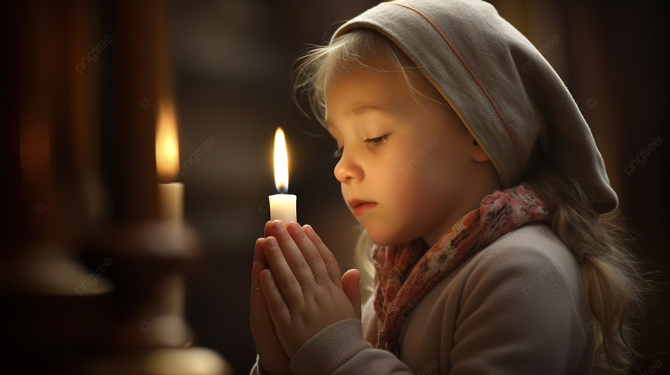pngtree child holding a candle at meditative prayer in an interior setting image 2678271